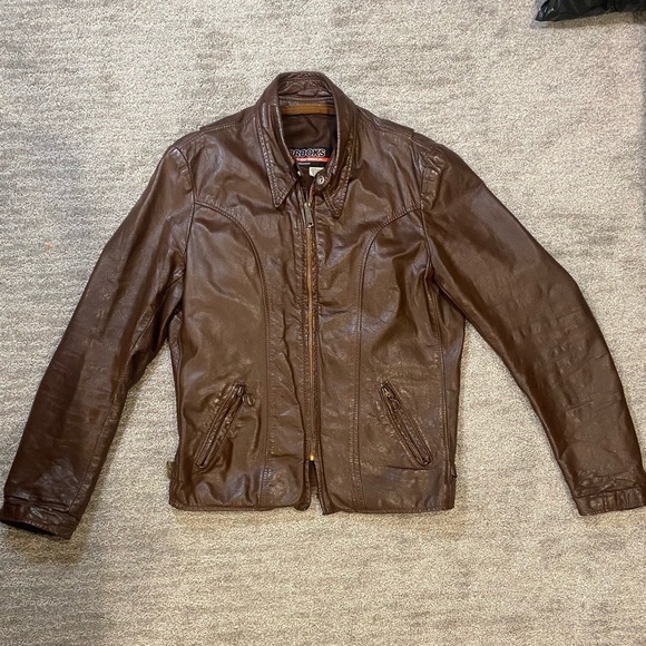 Vtg Brooks Cafe Racer Motorcycle Men’s 40 (S/M) Leather Jacket Liner 70s Talon